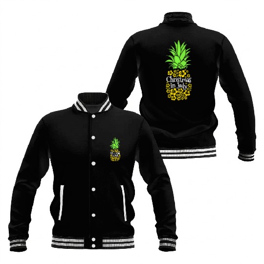Christmas In July Funny Summer Vacation Pineapple Baseball Jackets