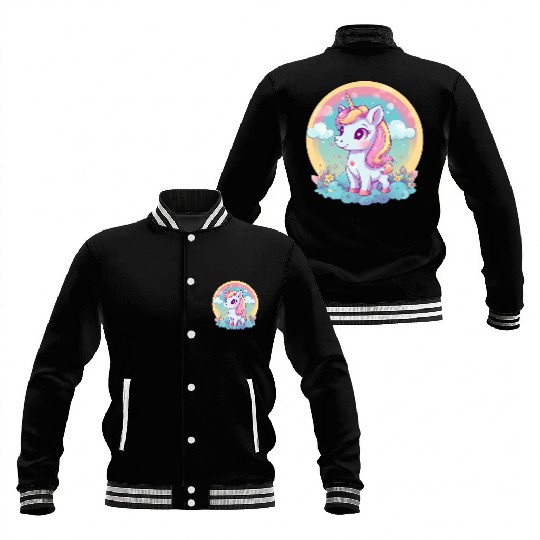 Unicorn Rainbow Sunset Baseball Jackets