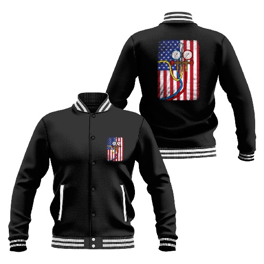 Patriotic HVAC Technician American Flag HVAC Tech Baseball Jackets