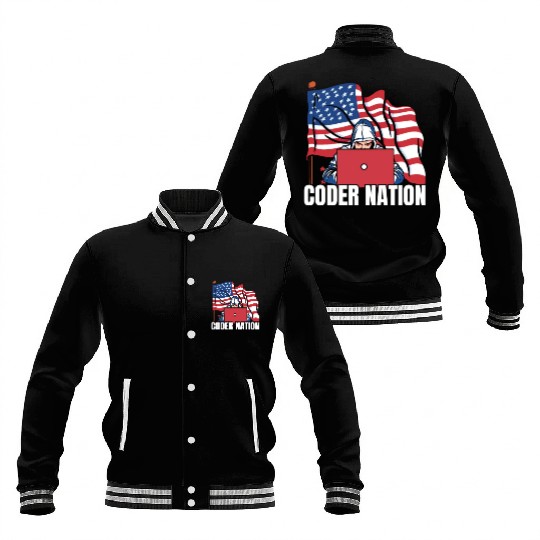 Programmer Coder Us Flag Programming Coding Baseball Jackets