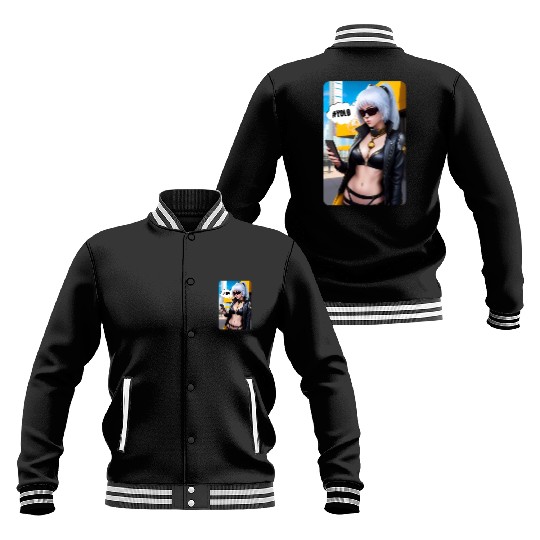 Cyberpunk Waifu Influencer Design 2 Baseball Jackets