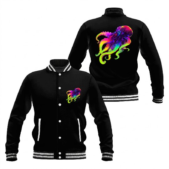 Neon Octopus Baseball Jackets