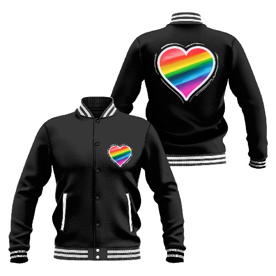 Pride Heart 2 - On Black Baseball Jackets