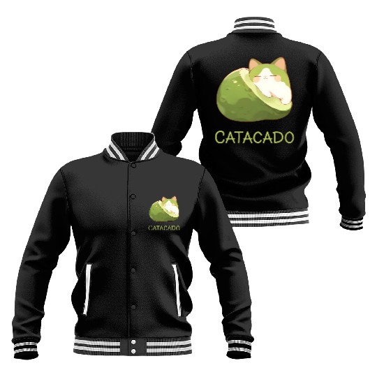 Catacado Funny Avocado Kawaii Cat Lover Baseball Jackets