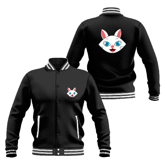 Mewsome White Cat Face Baseball Jackets