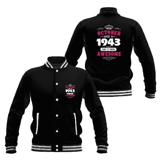Born In October 1943 77th Baseball Jackets