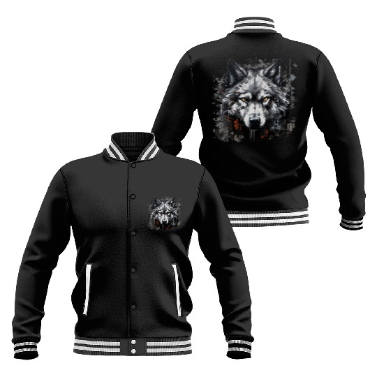 The Lone Wolf. Urban Hunter, Graffiti Style. Baseball Jackets