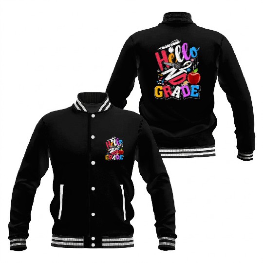 Hello second grade 2nd back school teacher Kids Baseball Jackets