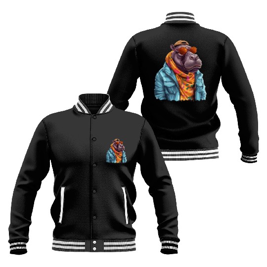 Graffiti Hippo. Heavyweight Strength. Baseball Jackets