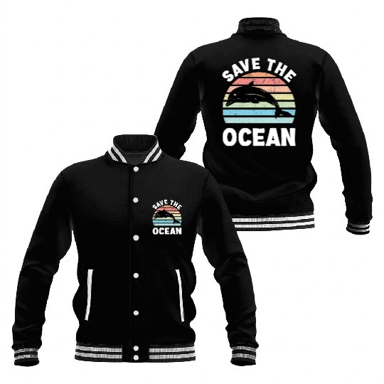 Save The Ocean Dolphin Baseball Jackets