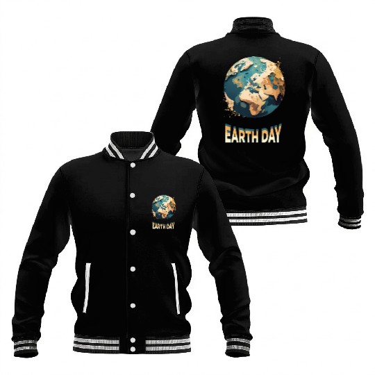 Earth Day: unique illustration earth design Baseball Jackets