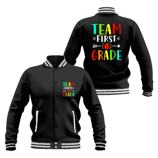 Team First Grade Student Teacher Team Funny Back Baseball Jackets