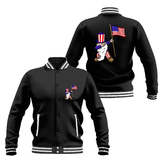 4th of July Gnome Dab Baseball Jackets