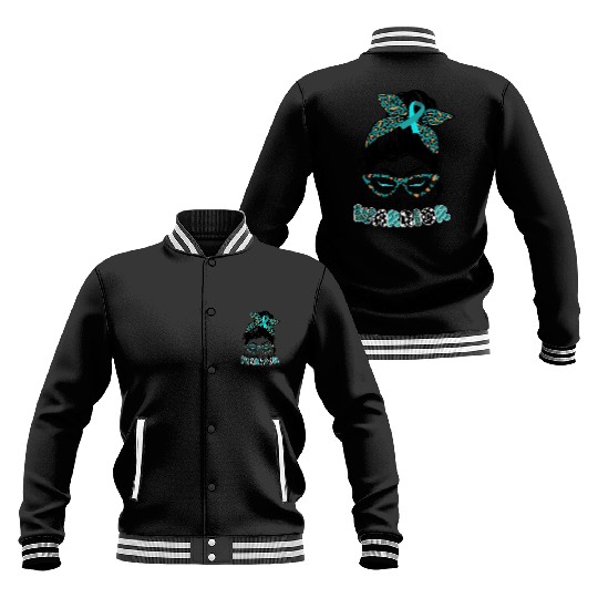 Cervical Cancer Warrior Messy Bun Girl Design Baseball Jackets