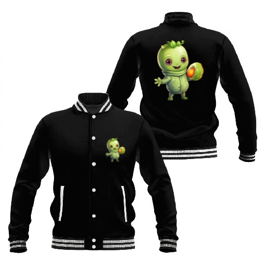 Green Alien Meets Avocado: Healthy Extraterrestria Baseball Jackets