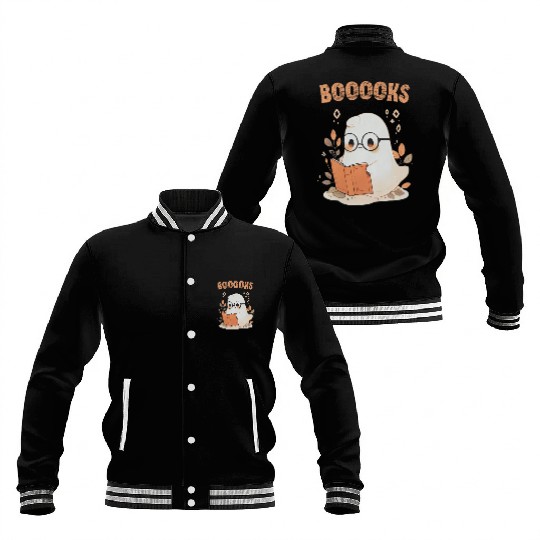 Funny Halloween Ghost Book Reading School Teacher Baseball Jackets