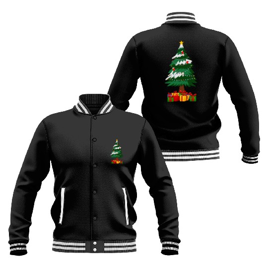 Merry Christmas Tree with Surprise Presents Boxes Baseball Jackets