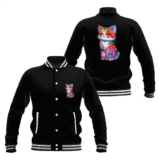 Colorful Cute cat for cat Lovers Baseball Jackets