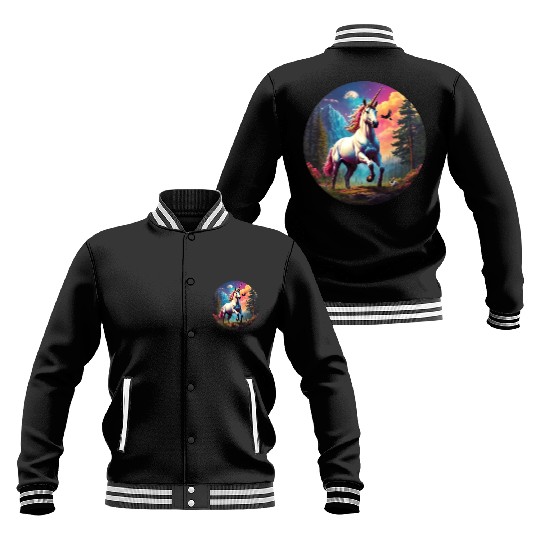 Majestic Rainbow Unicorn Baseball Jackets