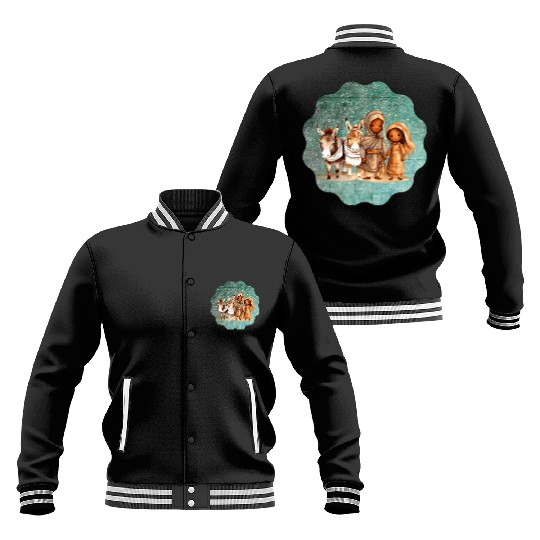 Christmas Nativity Scene Shepherds and Sheep Baseball Jackets