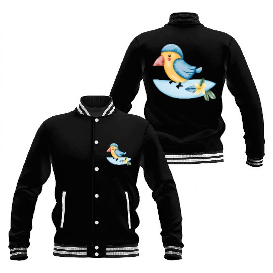 Surfing Bird Watercolor Baseball Jackets