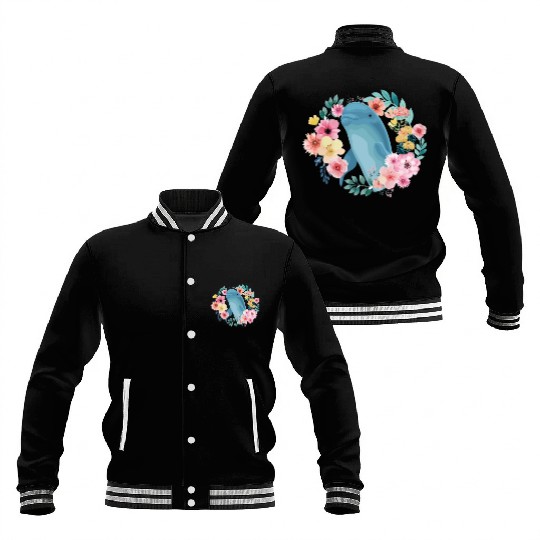 Dolphin Flower Floral Baseball Jackets