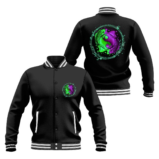 Yin Yang Yoga Japanese Koi Fish Baseball Jackets