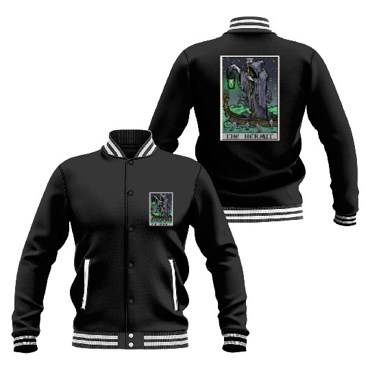 The Hermit Tarot Card Gothic Halloween Grim Reaper Baseball Jackets