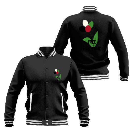 Free Palestine,Flag-colored rose ,watermelon color Baseball Jackets