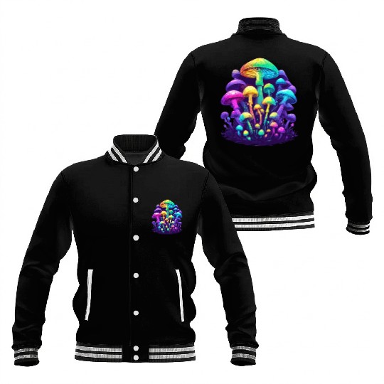 Psychedelic Colorful Mushroom Baseball Jackets
