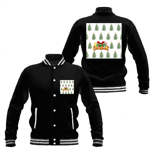 Green Christmas Tree Pattern Baseball Jackets