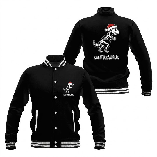 Santasaurus T-Rex Dinosaur Christmas Themed Meme Baseball Jackets