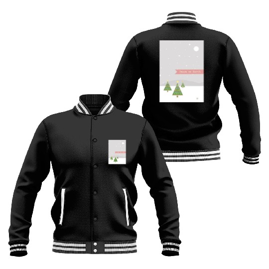 Peace On Earth Christmas Trees Falling Snow Winter Baseball Jackets