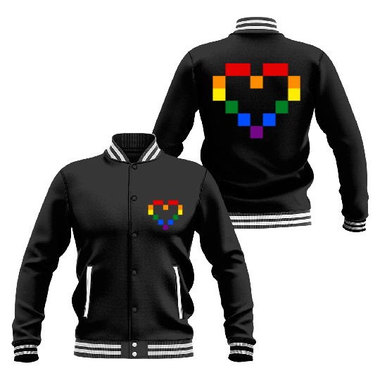 Rainbow Heart Baseball Jackets