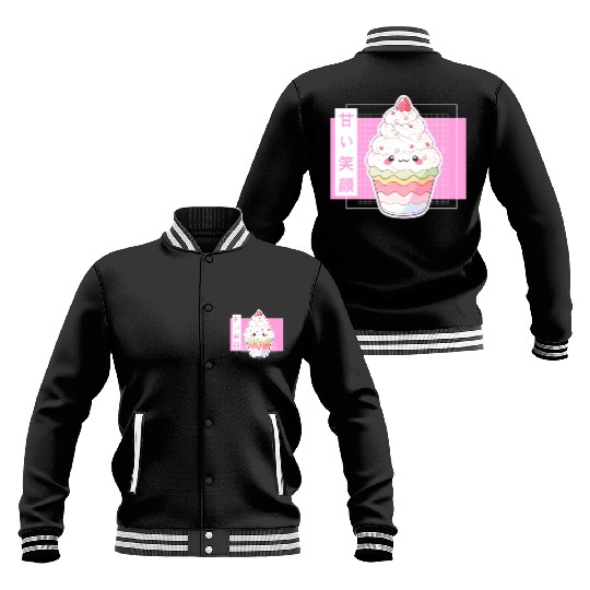 Kawaii Strawberry Cupcake Cute Pastel Japanese Aes Baseball Jackets