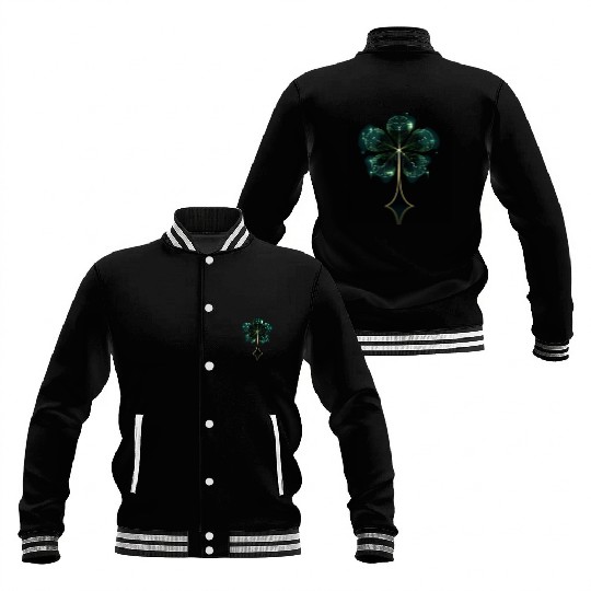 St Patricks Day Shamrock Geometric Clover Baseball Jackets