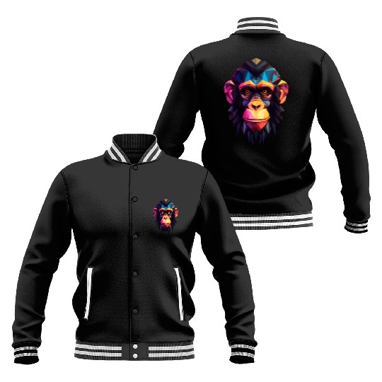 Geometric Style Chimpanzee Baseball Jackets