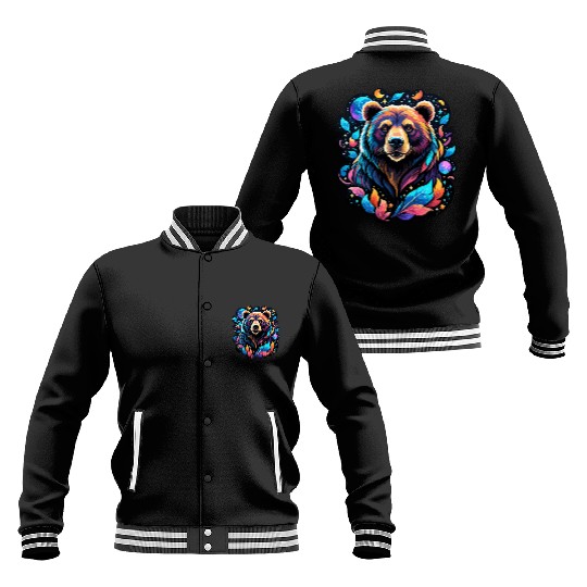 Mystical Galaxy Bear - Celestial Wilderness Art Baseball Jackets
