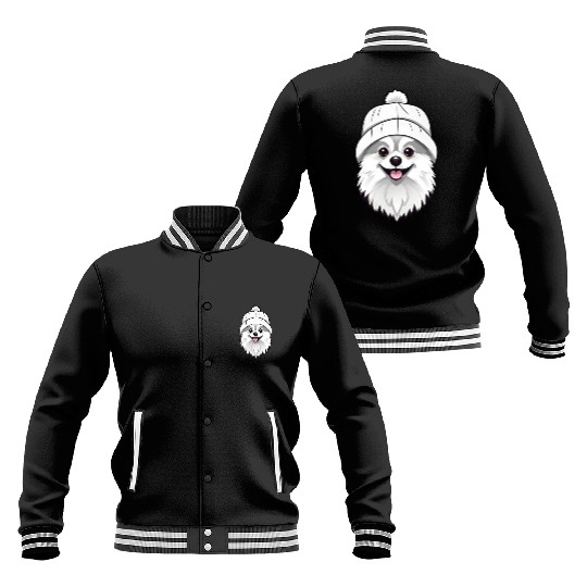 Cute Pomeranian with hat Baseball Jackets