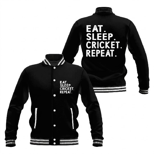 Eat Sleep Cricket Repeat Funny Cricket Sport Game Baseball Jackets