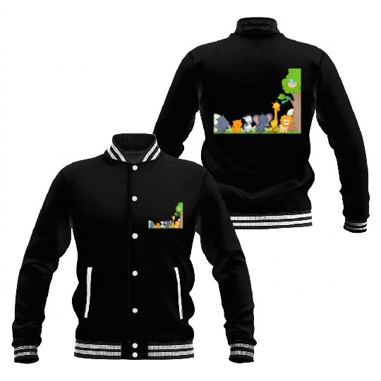 Multi zoo animals lion giraf elephant Baseball Jackets