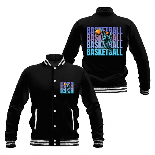 Astronaut Dunking Basketball Creative Illustration Baseball Jackets