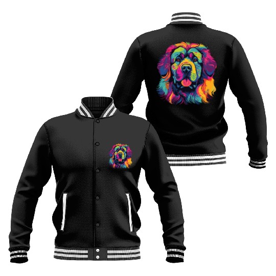Watercolor Colorful Tibetan Mastiff Baseball Jackets