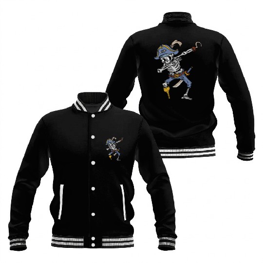 Dabbing Skeleton Pirate Halloween Costume Kids Baseball Jackets
