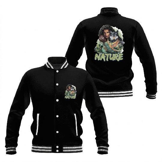 Nature-Inspired Wolf Owl Turtle Phoenix Woman Baseball Jackets
