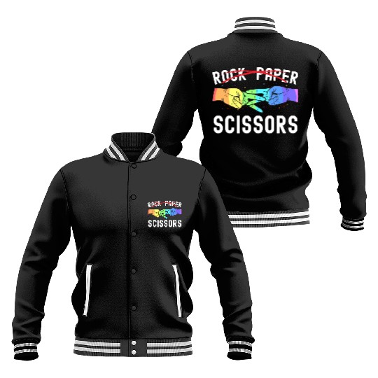 Lesbian Pride Rock Paper Scissors Funny LGBTQ Baseball Jackets