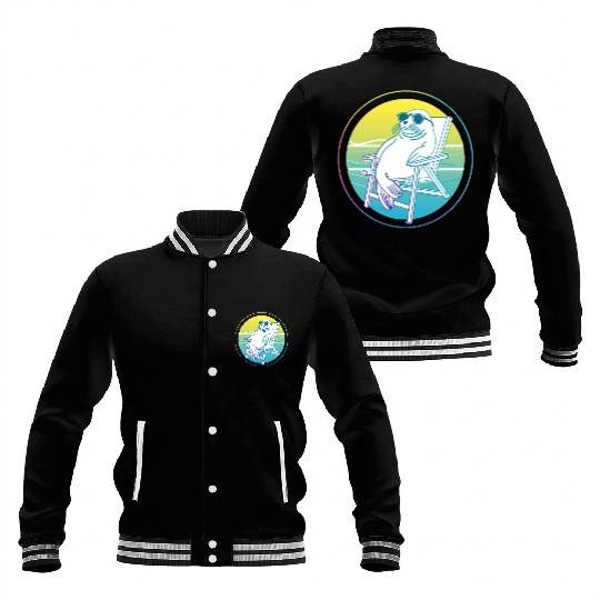Neon Seal in Beach Chair Baseball Jackets
