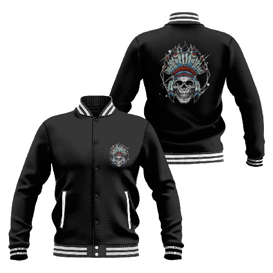 Indigenous Native American Skull Head Baseball Jackets