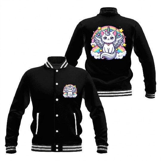 Celestial Charm Unicorn Cat Baseball Jackets