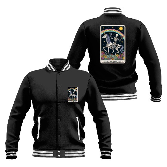 The Audacity Tarot Card Funny Skeleton Trendy Meme Baseball Jackets